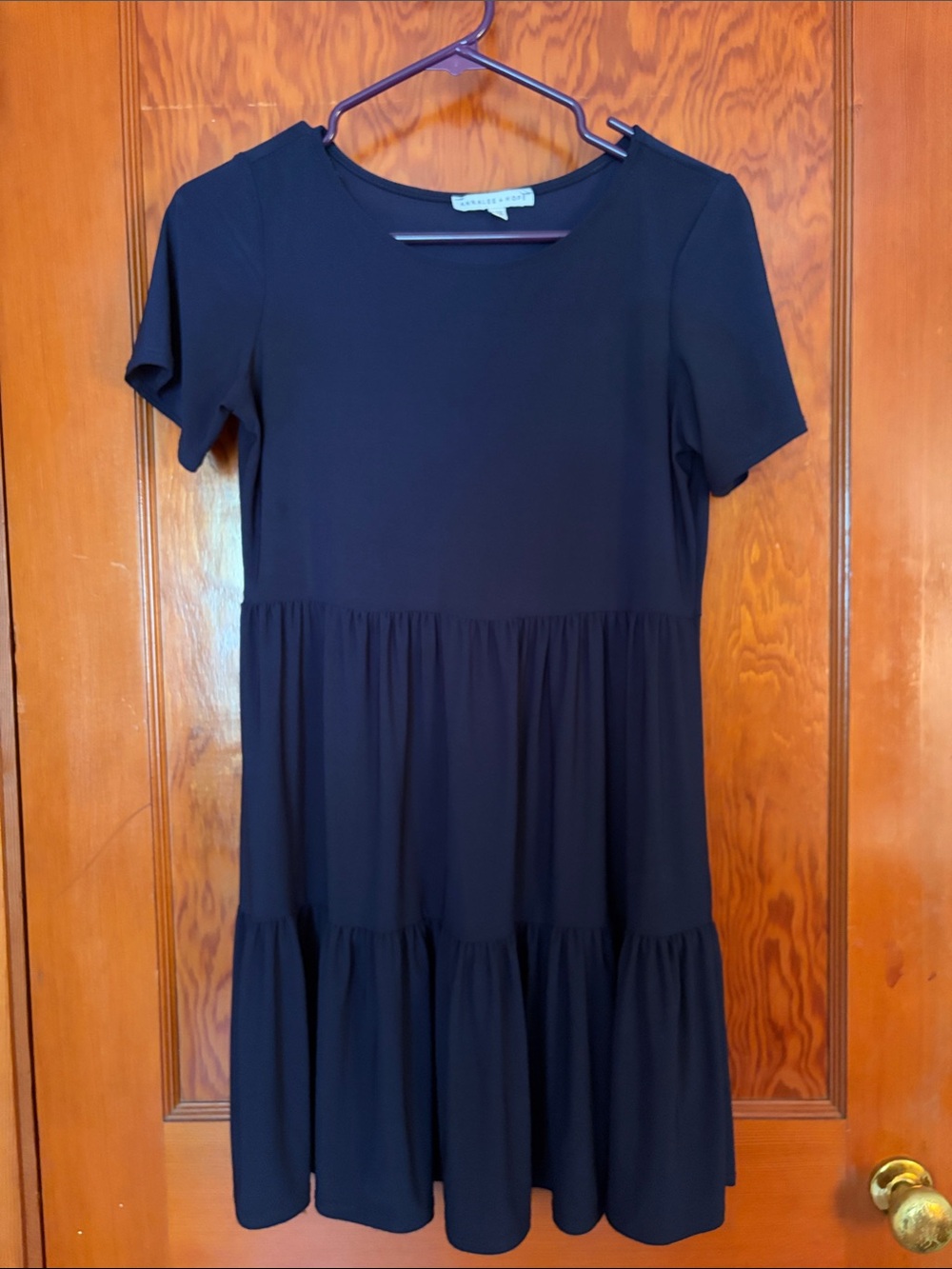 Annalee + Hope Navy Blue Short Sleeve Tiered Swing Dress